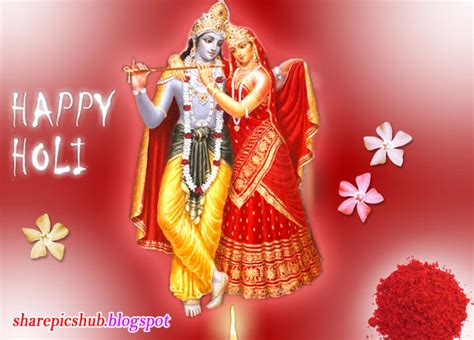 Radha Krishna Happy Holi Greeting Card For Facebook