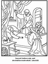 Heals Jairus Bible Sunday Sheets Restores Jarius Raises Tochter Testament Nouveau Wakes Sermon Coloriage sketch template