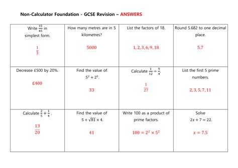 gcse  calculator revision mats higher  foundation  mrsmorgan