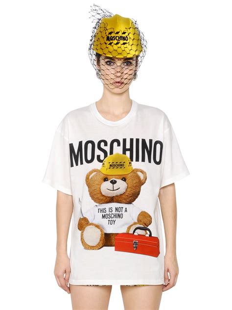 lyst moschino oversize teddy bear print jersey t shirt in white