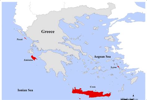 map  greece  islands included   study  marked  red  scientific diagram