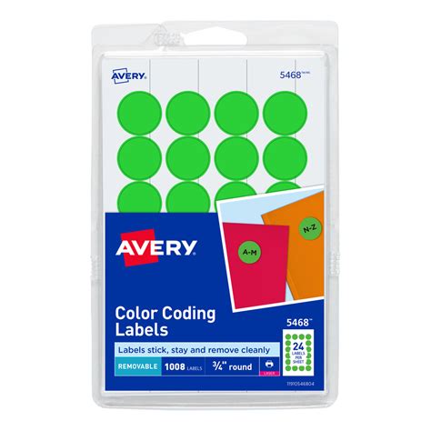 avery removable color coding labels