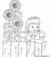 Coloring Girl Pages Flowers Kids Cute Printable sketch template