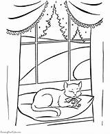 Coloring Pages Christmas Cat Nap Printable Colouring Cats Animals Raisingourkids Animal Fun Dogs Window Printing Help Napping Printables Gif sketch template