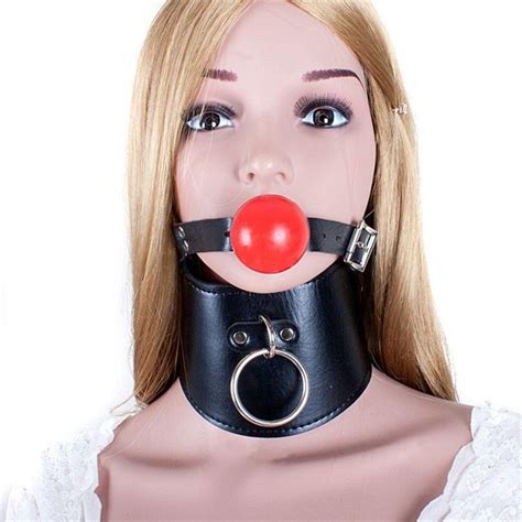 fetish bite ball mouth gag leather harness slave neck corset collar bdsm bondage collars gags