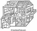 Clipart Attic Clip Vector House Cartoon Illustrations sketch template