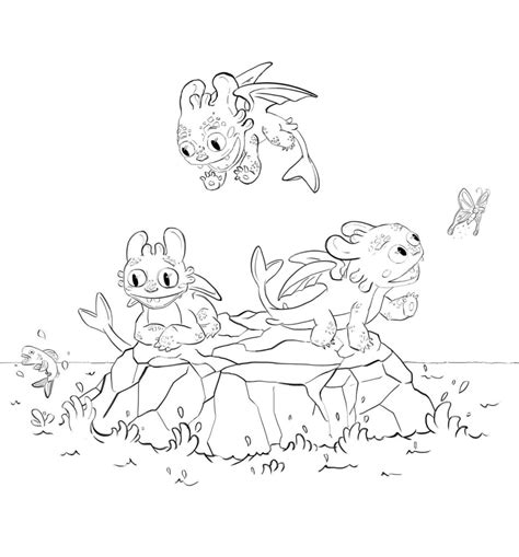 toothless  light fury babies coloring pages