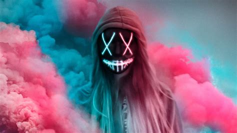 1600x900 Neon Mask Girl Colorful Gas 1600x900 Resolution Hd 4k