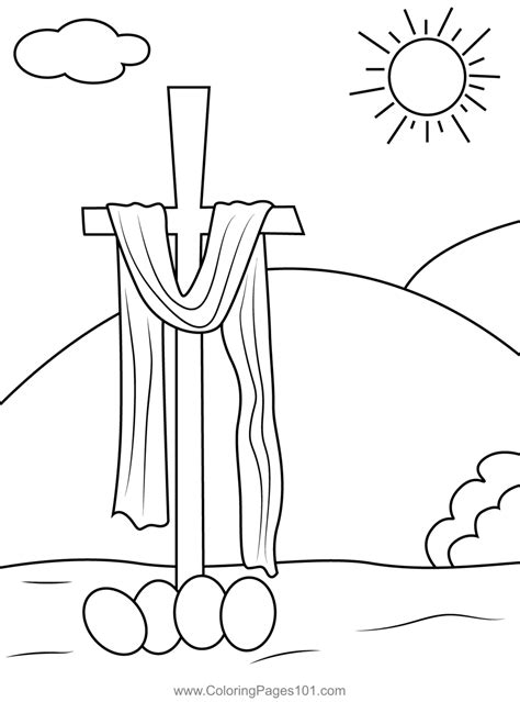easter cross coloring page  kids  easter printable coloring