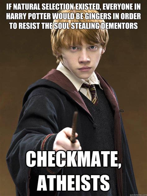 if natural selection existed everyone in harry potter would be gingers in order to resist the