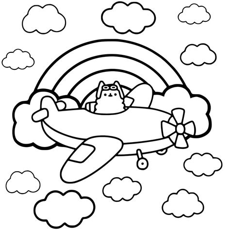 pilot pusheen cat coloring pages  printable coloring pages