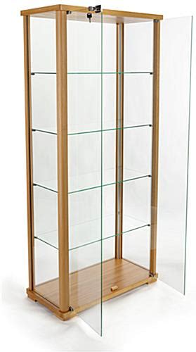 Tall Glass Display Cabinet Lockable Swing Style Doors 31 5 W