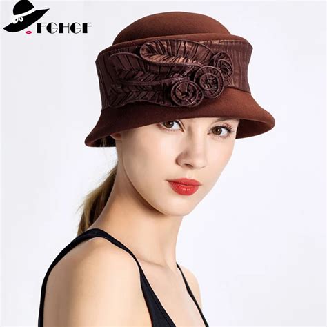 Fghgf Women Winter Hat Ladies Fedoras Flower Pillbox Hat Beret