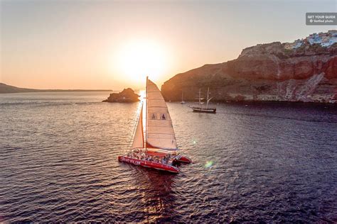 Santorini Premium Catamaran Cruise With Fresh Bbq And Drinks Sunset