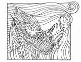 Rhino Zentangle Coloring4free Lostbumblebee Unsmushed Coloringbay Rhinoceros 5x11 sketch template