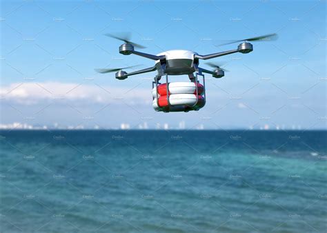rescue drone  lifebuoy flying technology stock  creative market