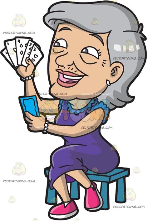 A Happy Old Lady Playing Cards Cartoon Clip Art Playing Cards Olds