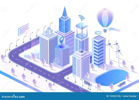 smart city modern concept isometric vector illustration stock vector illustration  cityscape