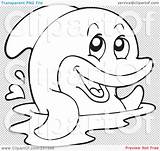 Dolphin Outline Coloring Illustration Happy Rf Royalty Clipart Visekart sketch template