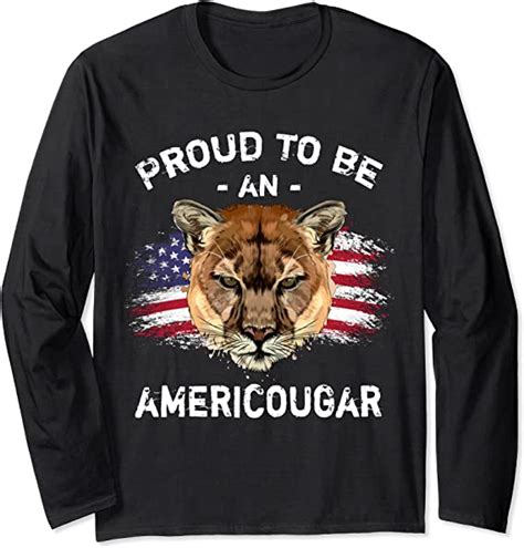 Proud American Cougar Us Flag 4th Of July Americougar Long