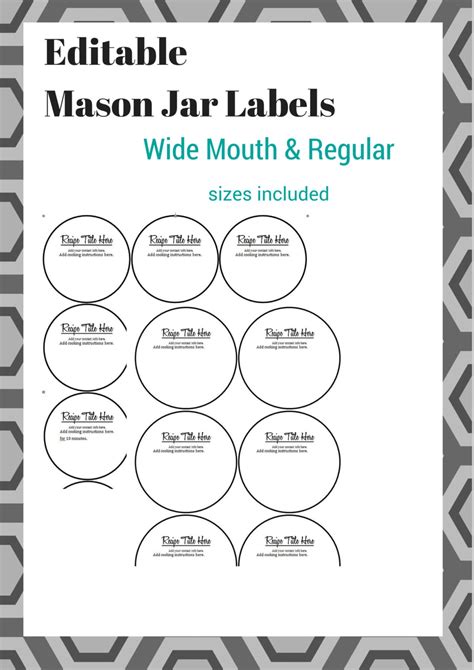 editable mason jar labels includes wide mouth  regular