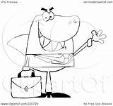 Briefcase Carrying Businessman Shark Outline Coloring Illustration Waving Royalty Clipart Rf Toon Hit sketch template