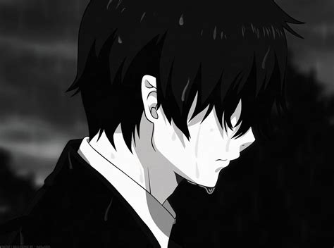 sad anime boy