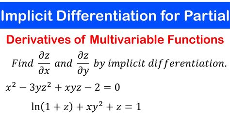 implicit differentiation  partial derivatives  multivariable functions youtube