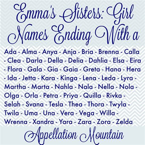 emmas sisters short girl names    appellation mountain