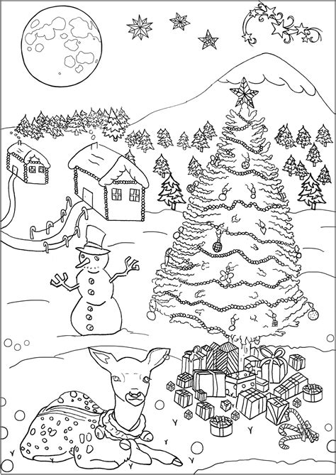 pretty christmas landscape christmas kids coloring pages
