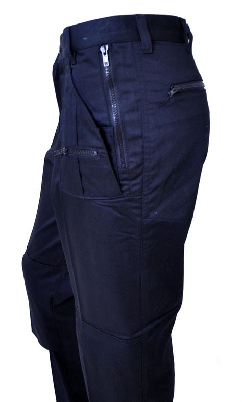 mens navy multi pocket work trousers