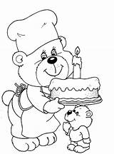 Coloring Birthday Bears Bear Pages Kids Animal Cake Party Print sketch template