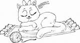 Coloring Kitty Cat Sleeping Pages Hello Kids Cats Book sketch template