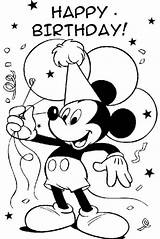 Birthday Happy Coloring Pages Disney Printable Kids Colouring Sheets Color Cards Printables Sheet Print Party Mickey Mouse Colour Drawing Line sketch template
