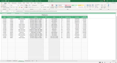 shipping  receiving excel template simple sheets