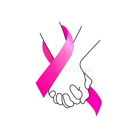 Holding Hands In Pink Ribbon Breast Cancer Awareness Month Campaign