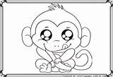 Monkey Coloring Pages Cute Baby Animals Color Printables Cartoon Printable Little Kids Monkeys Girl Puppy Getcolorings Popular sketch template