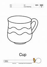 Worksheets Cup Colouring Coloring Thin Line sketch template
