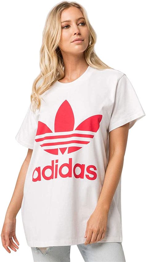 adidas originals womens trefoil tee  shirt whiteradiant red xx small amazoncouk clothing