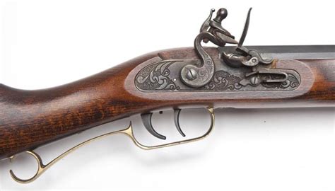 sold  auction cva hawken flintlock rifle  cal