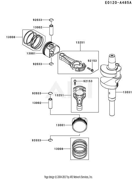 kawasaki fxv fs  stroke engine fxv parts diagram  pistoncrankshaft