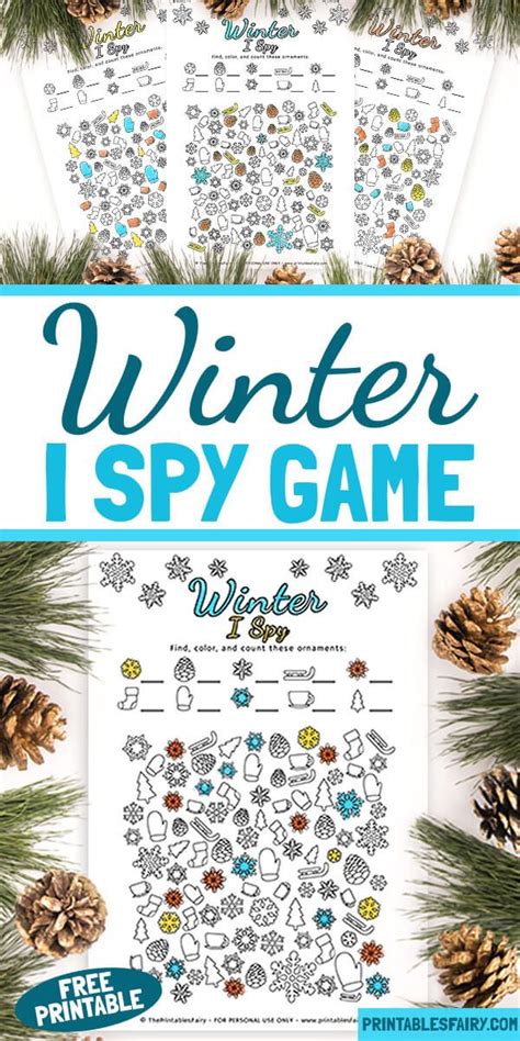 winter  spy  printable printables  kids paper games