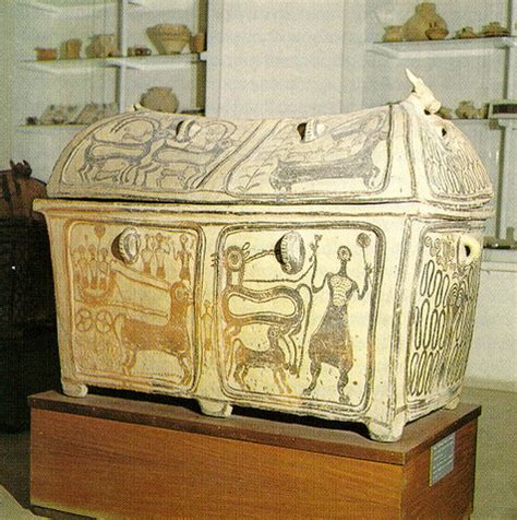 clay sarcophagus archaeological museum  ierapetra crete greece