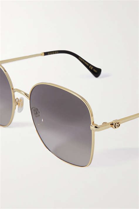 gucci eyewear oversized square frame gold tone sunglasses net a porter