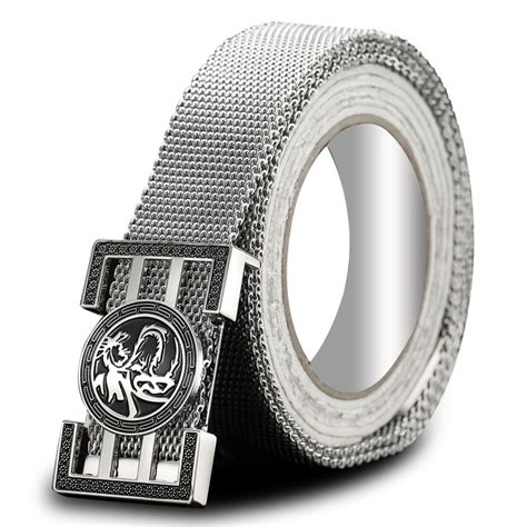 mens belt metal  stainless steel mesh belt  defense belt personalized outdoor lengthened