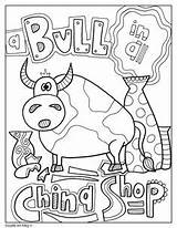 Idioms Coloring Pages Easy Cute Bull China Shop Girl Classroom sketch template