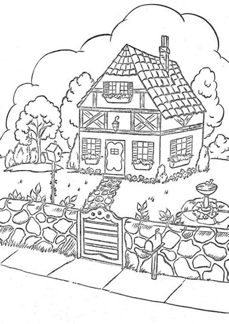 pin  house colouring pages