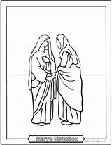 Visitation Coloring Elizabeth Mary Rosary Pages Saint Catholic Mysteries Mother Visits Joyful Virgin Simple Saints St Lady Easy Mystery Second sketch template