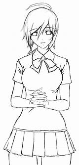 Uniform School Anime Drawing Girl Getdrawings sketch template