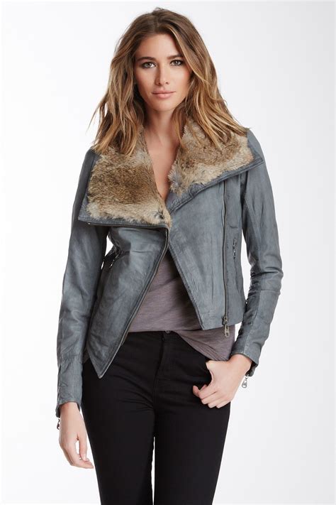 doma fur collar leather jacket nordstrom rack fur collar leather